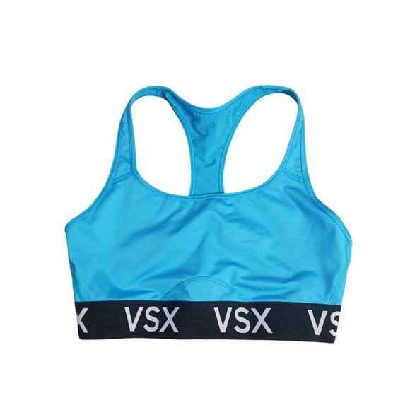 Victoria Sport VSX Sports Bra Size Large Blue Black Racerback Activewear - Picture 1 of 5